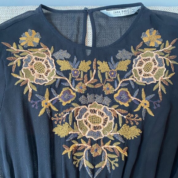 Zara Chiffon Dress with Embroidery - Picture 4 of 5